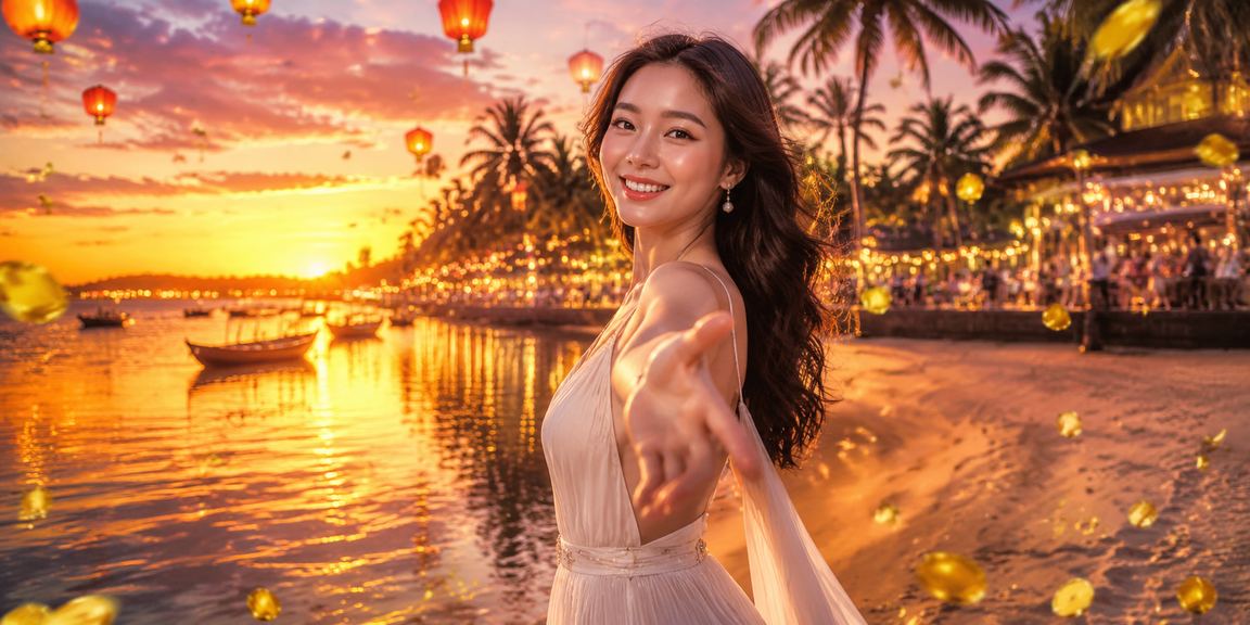 Khung cảnh casino biển Phú Quốc về đêm rực rỡ ánh đèn neon